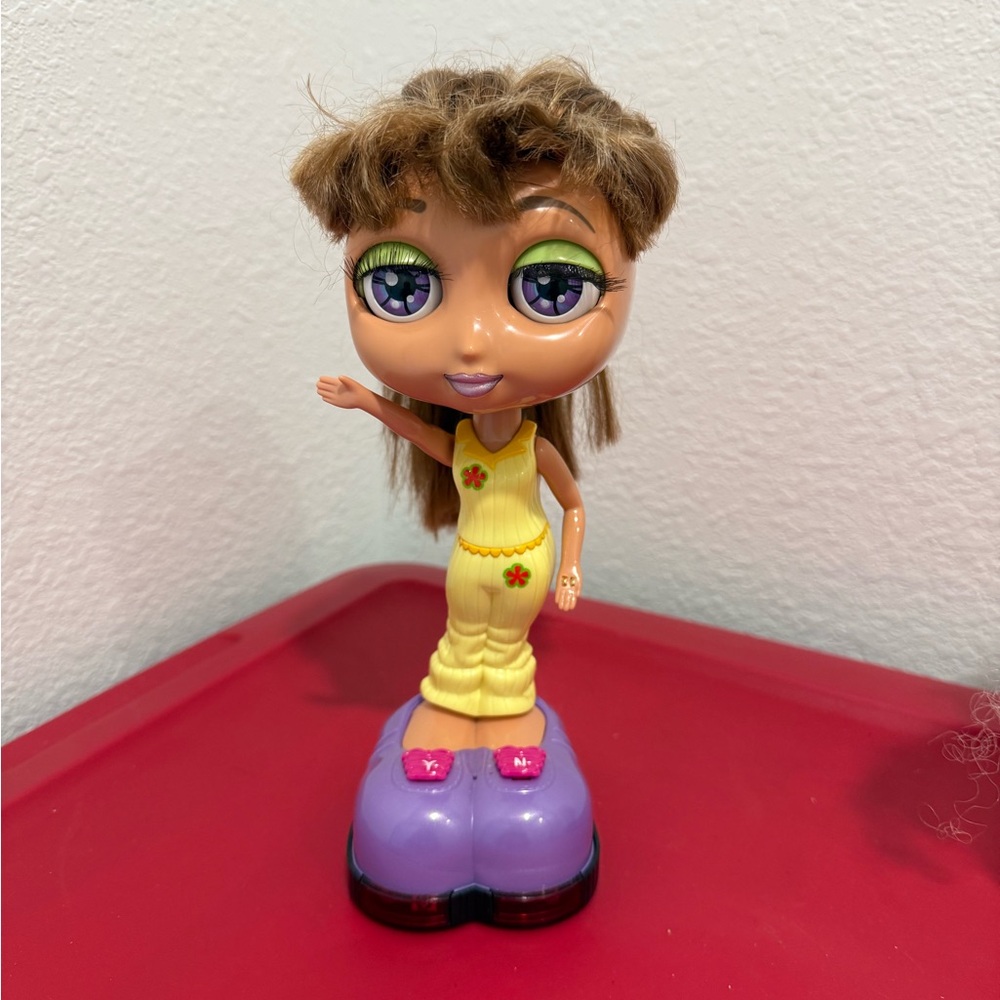 Yellow Fashion Doll with Purple Base - Kids Dress-Up Toy
